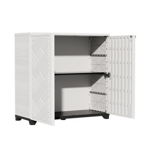 Decksplore Weatherproof Storage Cabinet - Horizontal Outdoor Shed Tucks Under Fences for Patios/Backyards - 1 of 4