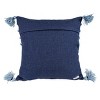 Blue with Corner Tassels 18X18 Hand Woven Filled Outdoor Pillow - Foreside Home & Garden - 3 of 4