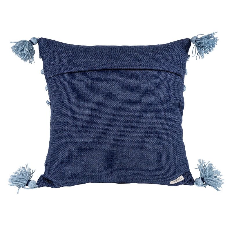 Blue with Corner Tassels 18X18 Hand Woven Filled Outdoor Pillow - Foreside Home & Garden, 4 of 7
