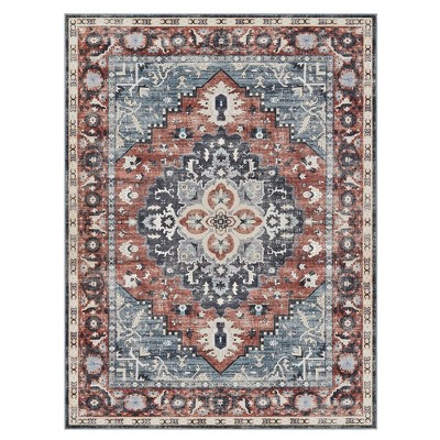 SONGMICS HOME 12*9ft Area Rug, Non-Slip Carpet, Traditional Vintage Style, Machine Washable coffee brown