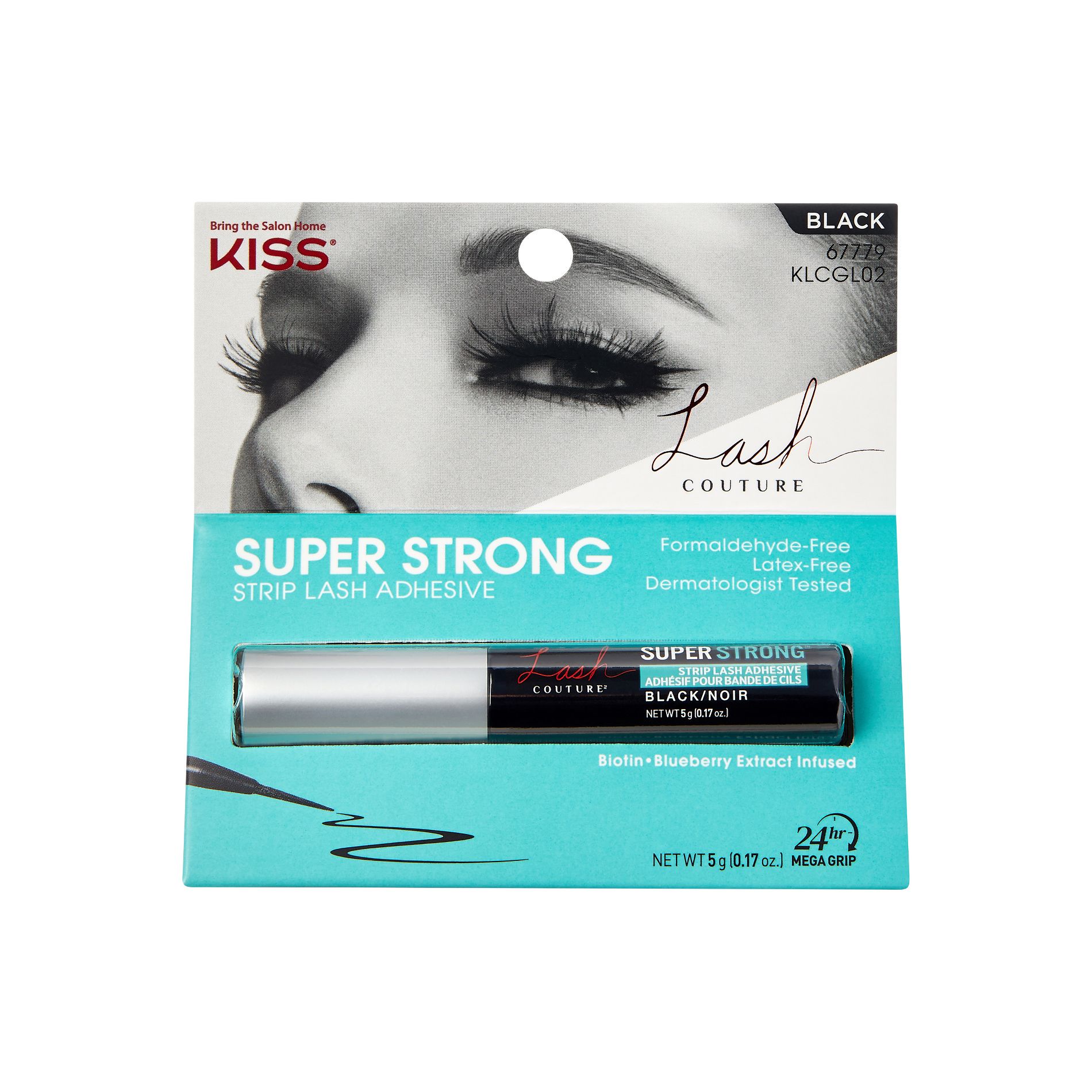 KISS Lash Couture Latex-Free Super Strong Strip False Eyelash Adhesive - Black - 0.17oz: Synthetic Hair, Volume, Package Quantity 1