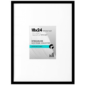 Americanflat 18x24 Poster Frame with Polished Plexiglass - Streamline Collection - Thin Border Picture Frames for Wall - Black - 1 of 1
