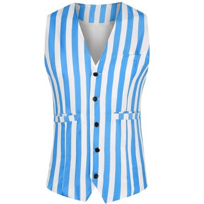 INSPIRE CHIC Men's Business Slim Fit V Neck Sleeveless Striped Vest