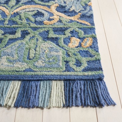 Handmade Blue Wool 4' x 6' Tufted Area Rug