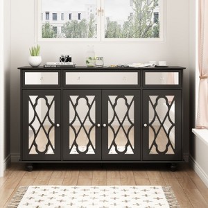 Famapy 55.1" Wide 3 Drawer Sideboard with Modern Design Cabinet Mirror Sideboard Buffet Cabinet Buffet - 1 of 4