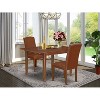 Rectangular Dining Table Set - 3pc Table w/ Butterfly Leaf & 2 Parsons Chairs - Brown Faux Leather - 2 of 4