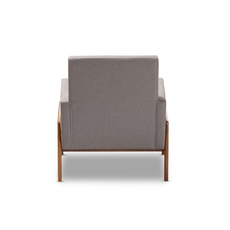 Perris Fabric Upholstered Walnut Wood Lounge Chair - Baxton Studio, 5 of 11
