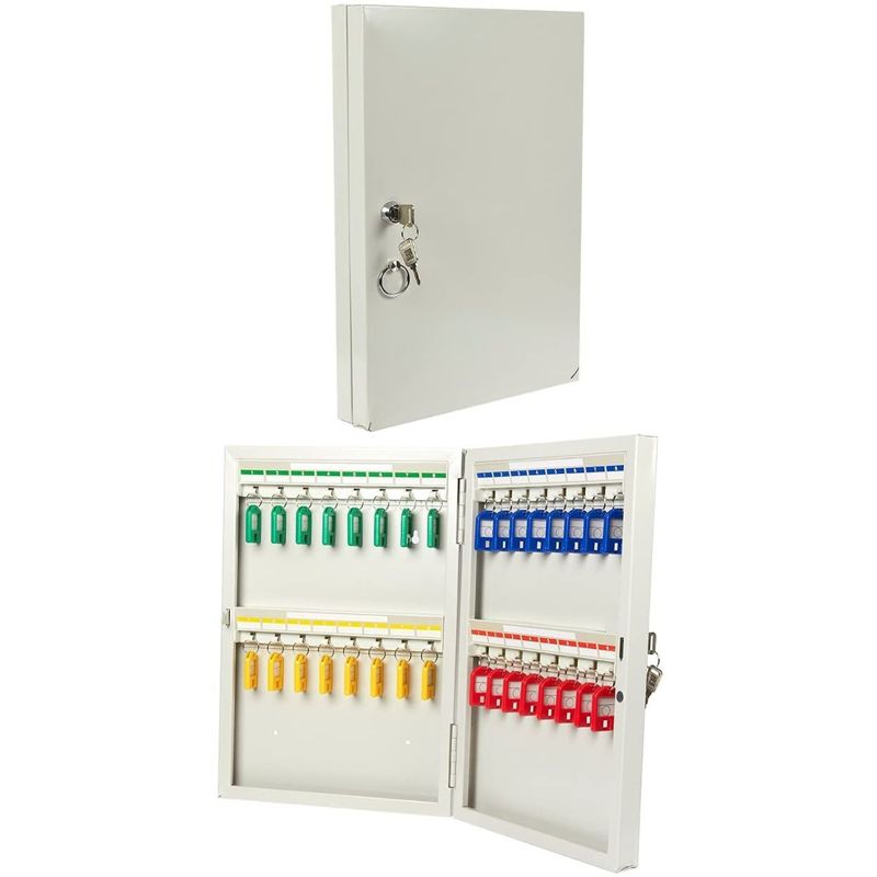 Juvale Key Cabinet Lock Box Steel Safe Key Storage Locker Organizer, 32 Key Hooks, 10.25 x 15 x 2 In, 2 of 7