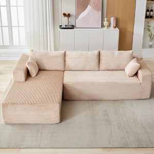 Whisen 2-Piece L-Shaped Sectional Compression Sofa with Soft Corduroy Fabric, No Assembly Required - 1 of 4