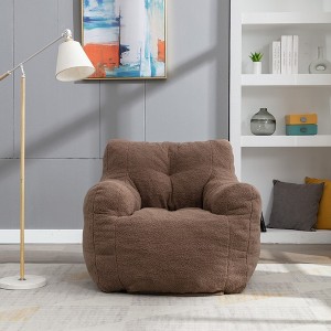 Soft Teddy Fabric Tufted Foam Bean Bag Chair - 1 of 4
