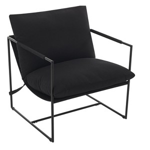 Modern Sling Accent Chair with Metal Frame, Upholstered Oversized Armchair with Shredded Foam Cushion for Living Room, Bedroom or Lounge - 1 of 4