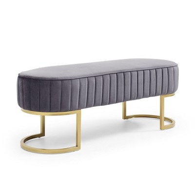NicBex 48" Bedroom Bench Upholstered End of Bed Bench with Gold Metal Legs Velvet Oval Storage Ottoman Bench for Living Room, Bedroom, Entryway