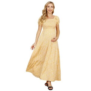 Women's Smocked Elastic Waist Tiered Maxi Dress - 1 of 1