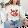 Simply Sage Market Women's Merry Christmas Antlers Long Sleeve Garment Dyed Tee - 2 of 4