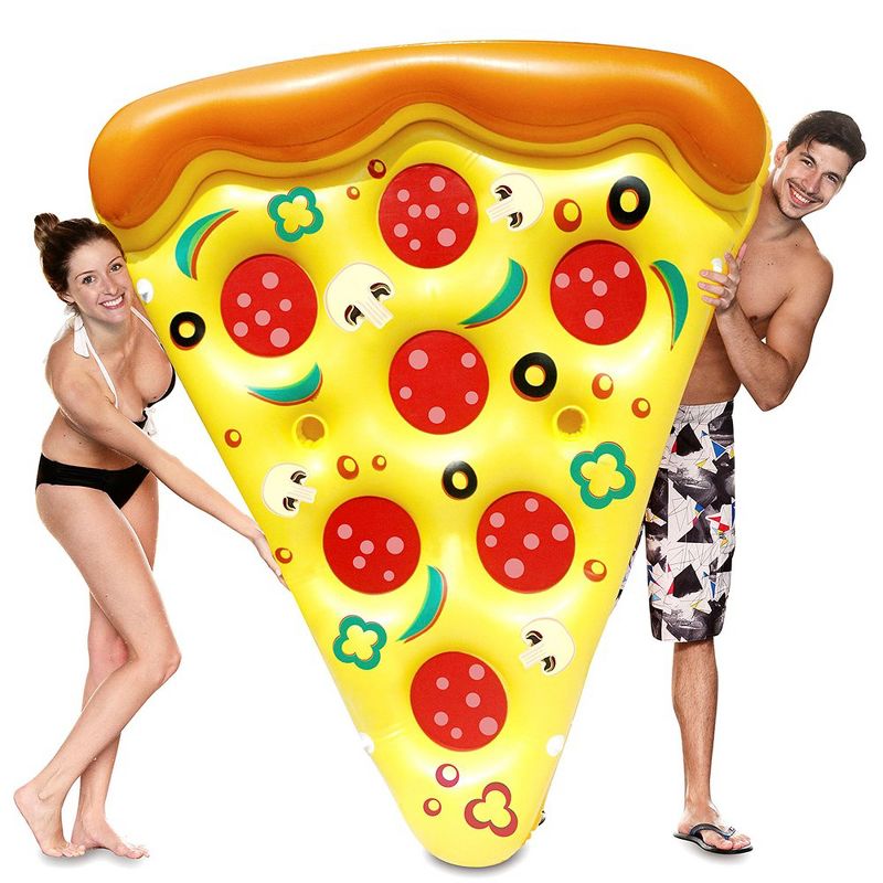 Syncfun 70.5"L x 58.75"W Giant Inflatable Pizza Slice Pool Float, Fun Pool Floaties, Summer Pool Raft, Extra Large with Cup Holders, 1 of 8