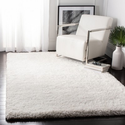 Ivory Hand-Tufted Rectangular Shag Area Rug, 3' x 5'