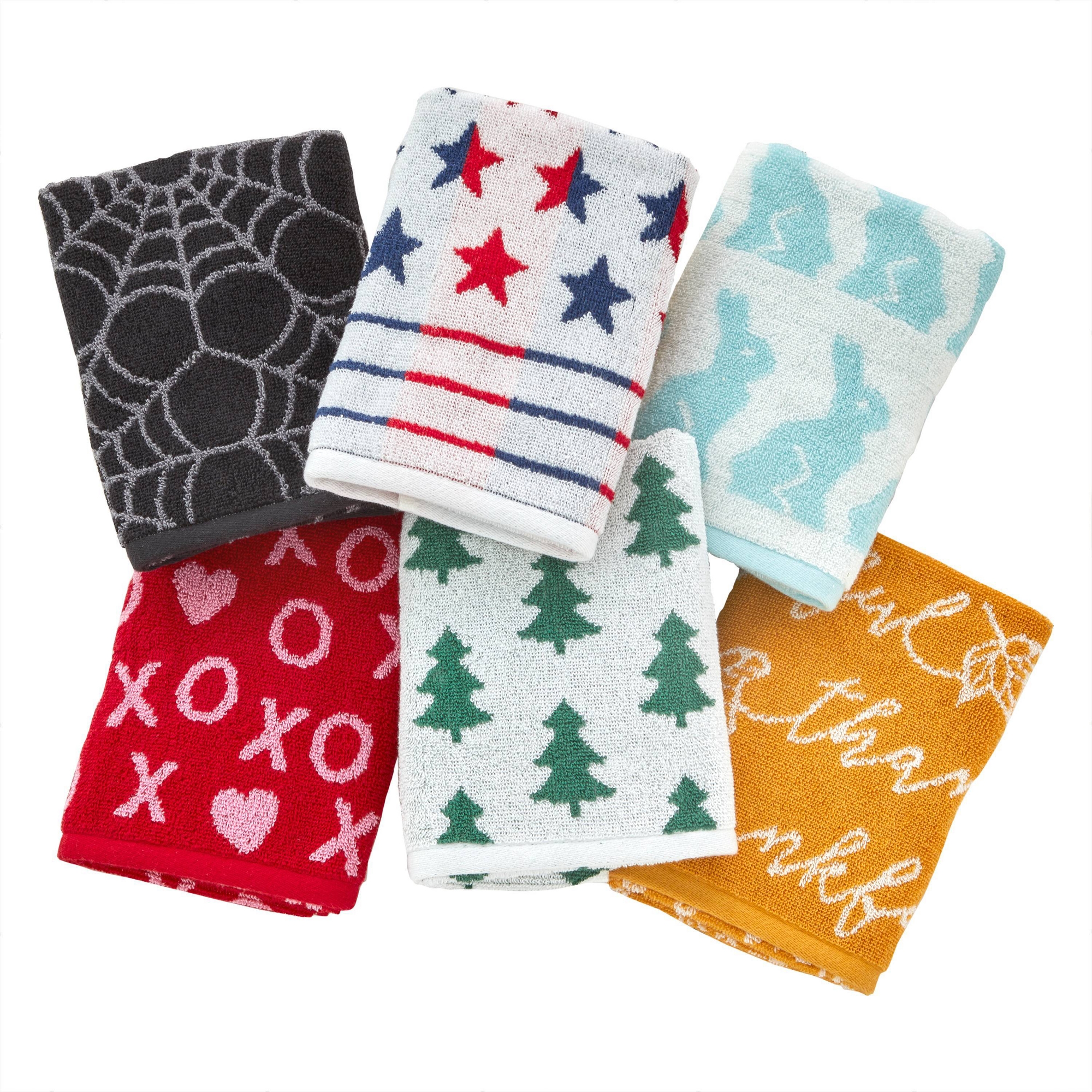 6pc Seasons Jacquard Hand Towel Set - SKL Home: Cotton, Midweight 450-550 GSM, Machine Washable
