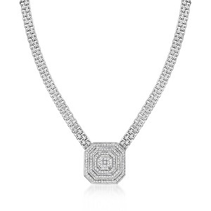 Ross-Simons 0.50 ct. t.w. Diamond Cluster Necklace in Sterling Silver - 1 of 2