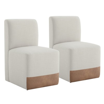 Spruce&Spring Upholstered Dining Chairs with Casters Set of 2
