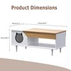 45" Coffee Table Cat Tables with Storage Drawer, Wooden Rustic Coffee Tables with Cat House - 2 of 4