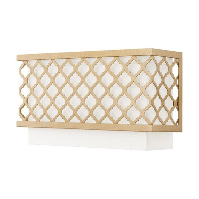 Arabesque Soft Gold 2-Light Wall Sconce with Off-White Shade