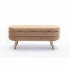 VYNXARIA-Velvet Coffee Fabric Storage Bench with Wood Legs For Living Room Bedroom Indoor - 3 of 4