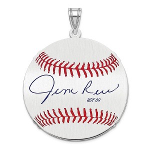 Black Bow Jewelry Sterling Silver Jim Rice Signature LG Enamel Baseball Pendant - 1 of 4