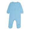 Everyday Kids 4-Pack Baby Boy Sleepers with Zippers – Soft Cotton Footed Pajamas in Blue Solids, Stars, and Whales Playing in the Ocean - 3 of 4