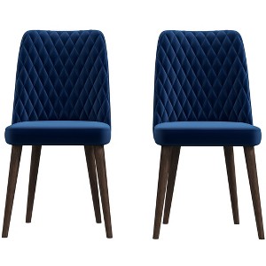 Vynxaria Blue Velvet Dining Chairs - Set of 2, 20x18x36 Inches - 1 of 4