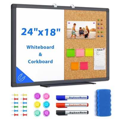 Maxtek Message Center Combination Bulletin Cork Board Magnetic Dry Erase Whiteboard for Homeschool Office