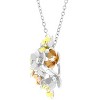 Slickblue Floral Summer Bouquet Pendant, Rose Gold & Silver Flowers with CZ, Rhodium-Plated - 2 of 3