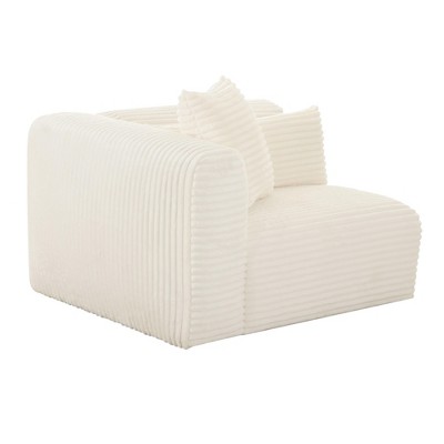 TOV FurnitureTarra Fluffy Oversized Corduroy Modular Corner Chair Cream 43"W x 39"D x 26.8"H