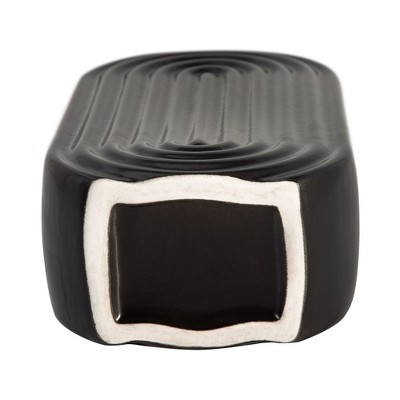 11" Black Ridged Oval Ceramic Table Vase