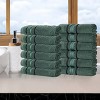 Zero Twist Cotton Solid and Floral Jacquard Face Towel Washcloth Set of 12 by Blue Nile Mills - 2 of 4