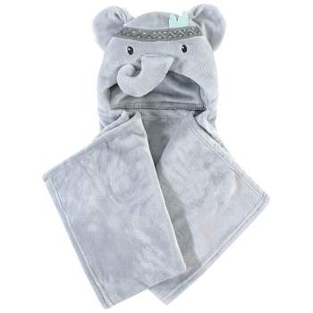 Little Treasure Baby Plush Hooded Blanket, Gray Elephant, One Size