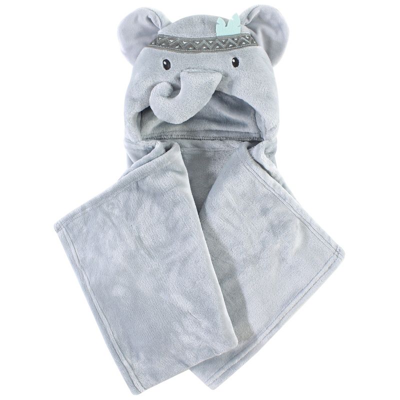 Little Treasure Baby Plush Hooded Blanket, Gray Elephant, One Size, 1 of 2
