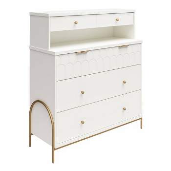 Anastasia 4 Drawer Dresser with Hutch White - CosmoLiving by Cosmopolitan