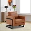 LeisureMod Lincoln Faux Leather Accent Chair with Black Steel Frame - 2 of 4