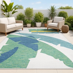 JONATHAN Y Shelby Coastal Vintage Abstract Palm Leaf Indoor/Outdoor Area Rug - 1 of 4