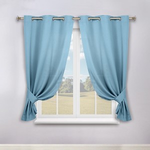 Classic Modern Solid Room Darkening Semi-Blackout Curtains, Grommets, Set of 2 by Blue Nile Mills - 1 of 4