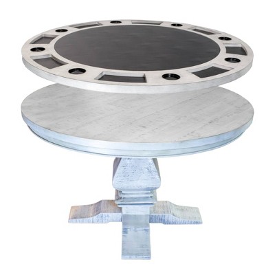 Montecito 51" Round Driftwood Finish Poker & Dining Table Set