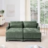 2-Seater Chenille Fabric Beige Sofa with 2 Ottoman and 2 Lumbar Pillows High Resilience Sponge Easy Install - 2 of 4