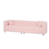 102 Inch Teddy Velvet Sofa, With 2 Throw Pillows, Hardware Feet, Mid Century Indoor Couch, Upholstered Couch For Living Room - 4 of 4