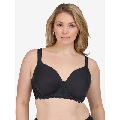 Leading Lady The Chloe – Lace Band Molded Underwire T-Shirt Bra in Black, Size: 48D.
