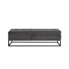 PAGED 58.6 Inch Storage Ottoman Bench Modern Button Tufted Velvet Bench with Metal Base for Living Room, Bedroom, Entryway - 4 of 4