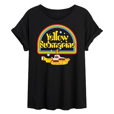 The Beatles Yellow Submarine Rainbow Logo Juniors Ideal Flowy Muscle T Shirt Girl s Size Small Black