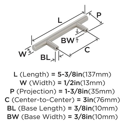 Polished Nickel Modern Bar Cabinet Pulls with Mounting Hardware
