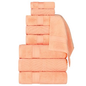Chevron Zero Twist Cotton Solid and Jacquard Hand Towel Set of 6 by Blue Nile Mills - 1 of 4