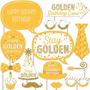 Big Dot of Happiness Golden Birthday - Happy Birthday Party Photo Booth Props Kit - 20 Count - 1 of 4