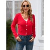 Clearlove Women's Cropped Cardigan Long Sleeve Soft Knit Rib Button Down Sweater - 2 of 4